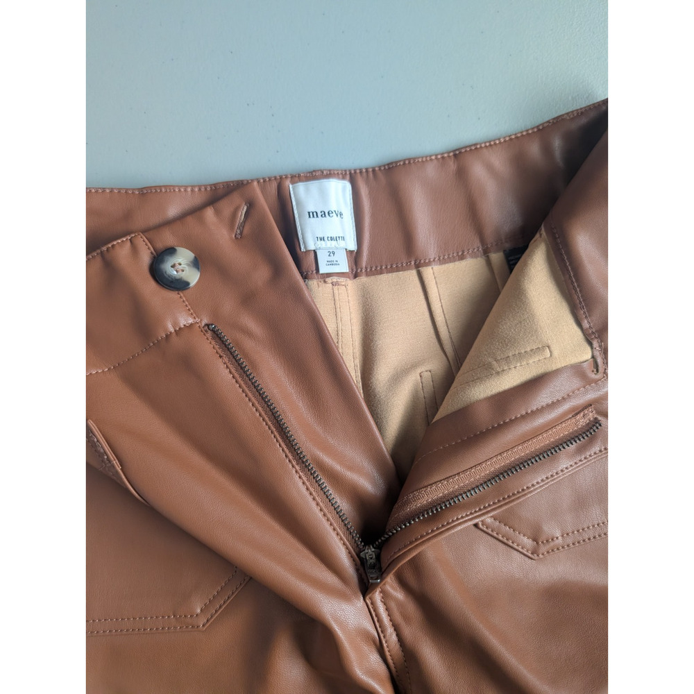 NWT Maeve The Colette Cropped Wide-Leg Faux Leather Pants Size 29 Copper #7D551 - Picture 8 of 11